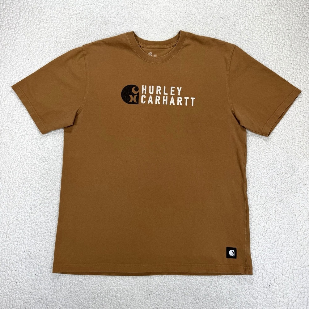 Hurley x Carhartt T Shirt Men's XL Brown Workwear Streetwear Skate Y2K Casual